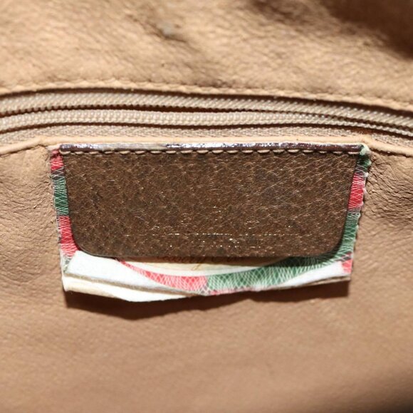 GUCCI GG Supreme Web Sherry Line Hand Bag PVC Beige Red - Picture 14 of 16